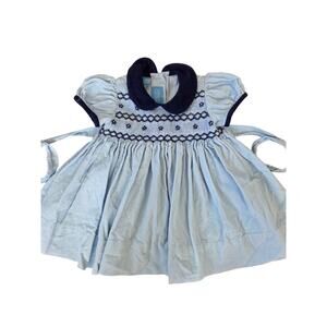Anavini Blue Corduroy Smocked Dress